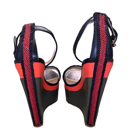 L.A.M.B Penny Beaded Colorblock Platform Wedge Sandals - 7 - Picture 10 of 15